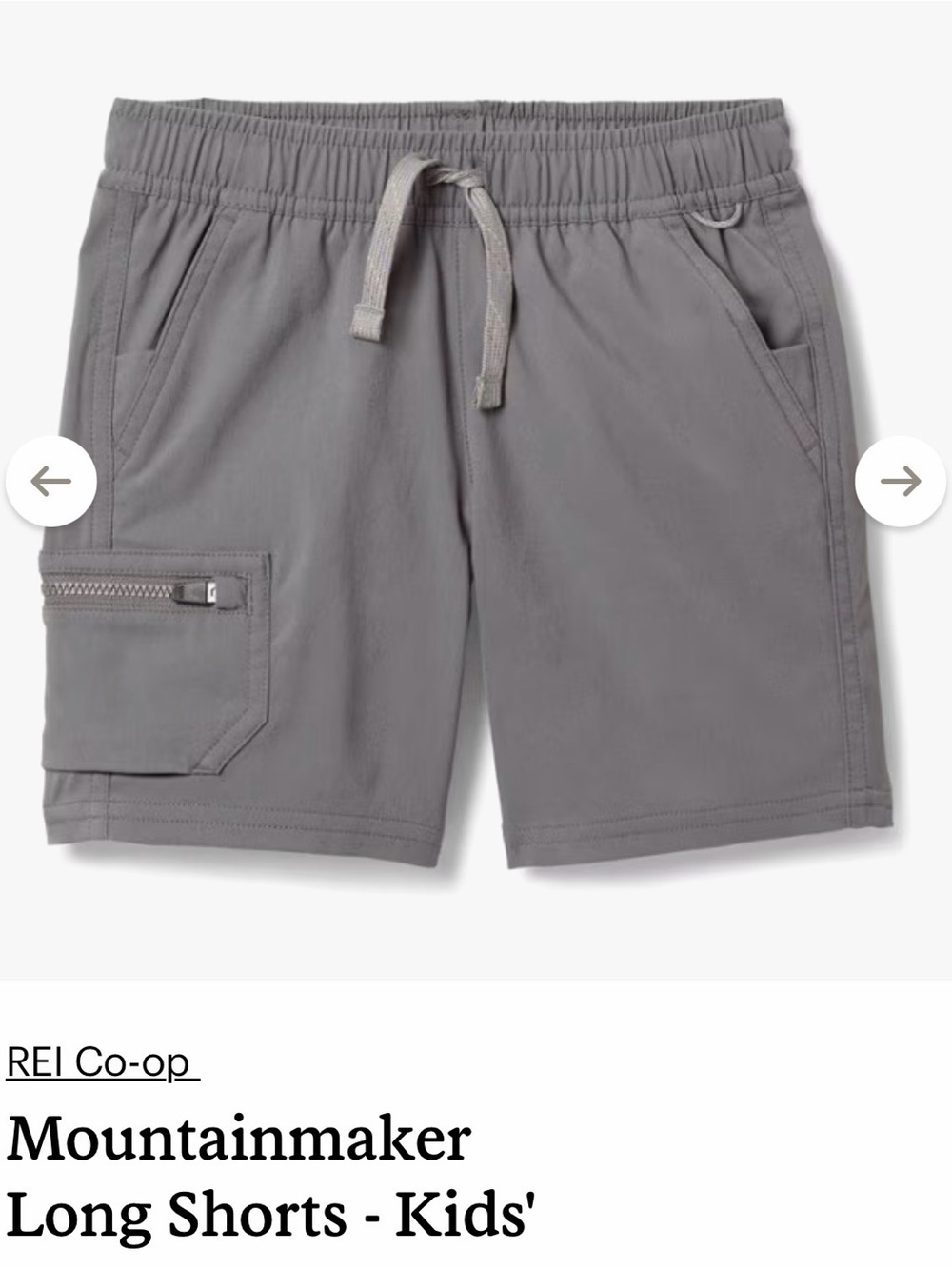 REI kids Mountainmaker Long Shorts - Gray